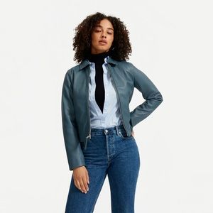 Everlane Leather Jacket - Teal - Like New - Size Small